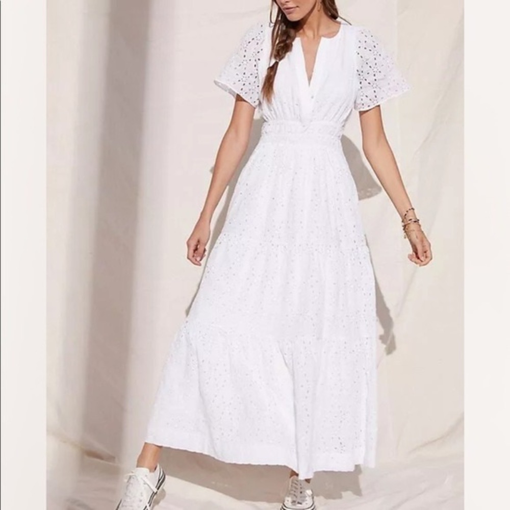Anthropologie Maeve Somerset Maxi Dress in Eyelet White